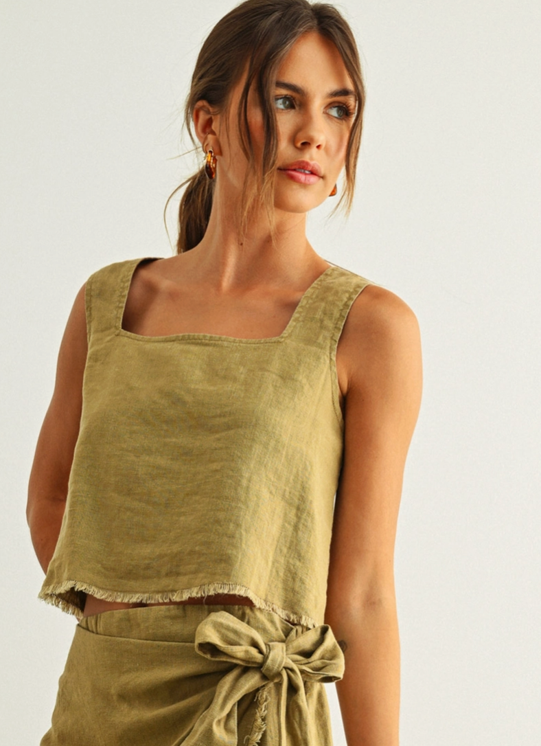Raw Hem Linen Tank