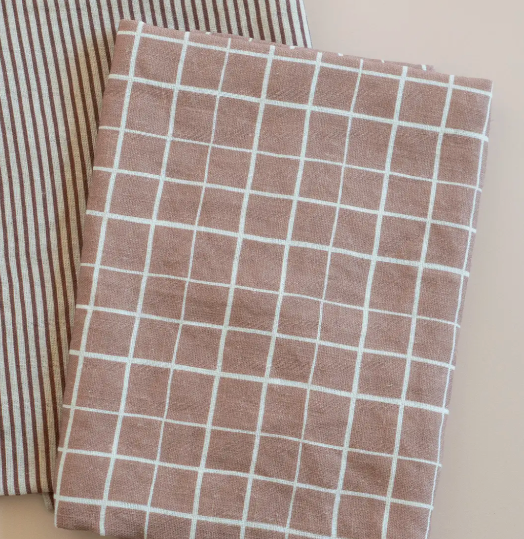 Grid Mocha Tea Towel