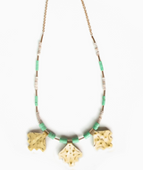 Yuma Stamped Brass Necklace with Heishi Beads