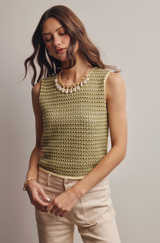 Open Knit Striped Sleeveless Top