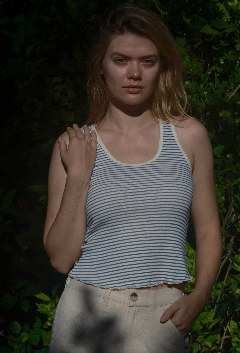 Hemp Tank Indigo Stripe
