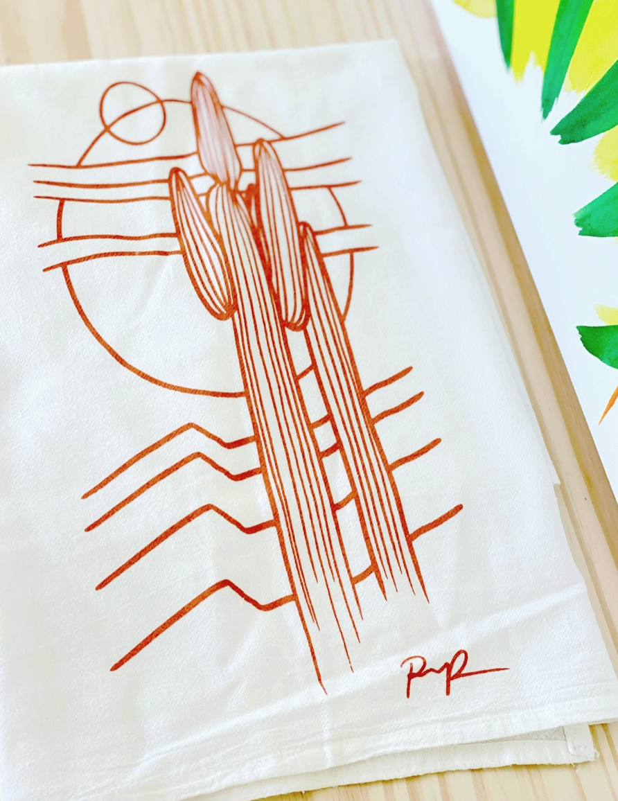 Saguaro Eclipse Tea Towel