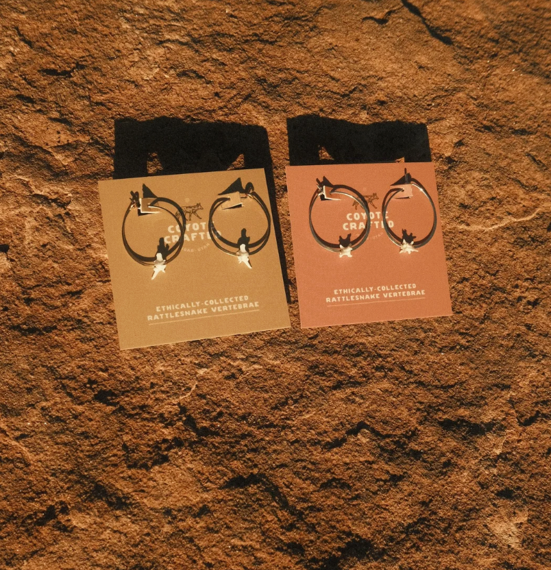 Coyote Crafted Rattlesnake Vertebrae Hoops
