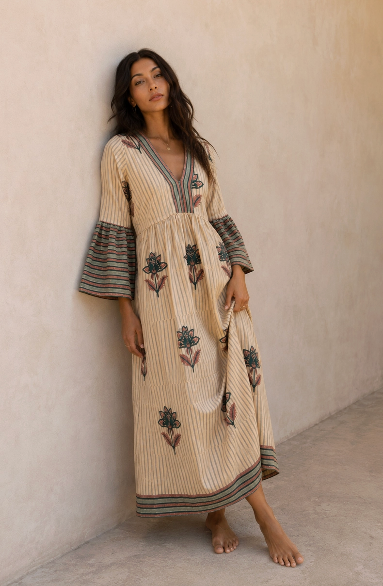 Block Print Bhavani Sandstone Dress