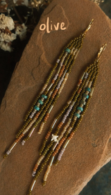Coyote Crafted Strata Fringe Earring: Olive