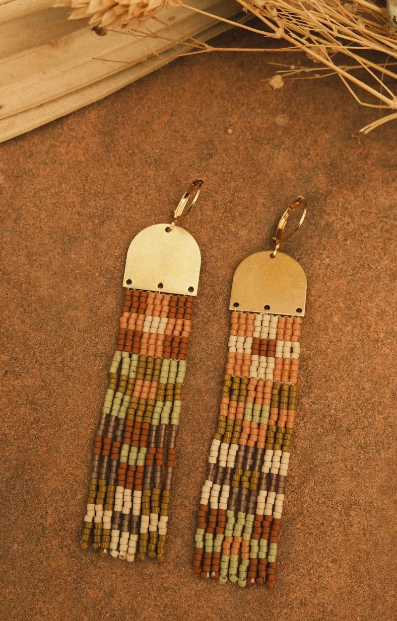 Coyote Crafted Quilted Fringe Earring