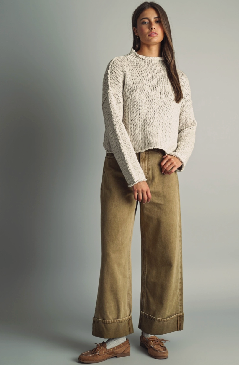 Rolling Hem Sweater Top