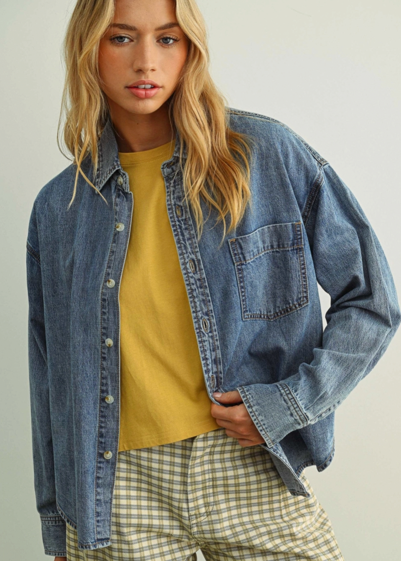 Washed Denim Button Down