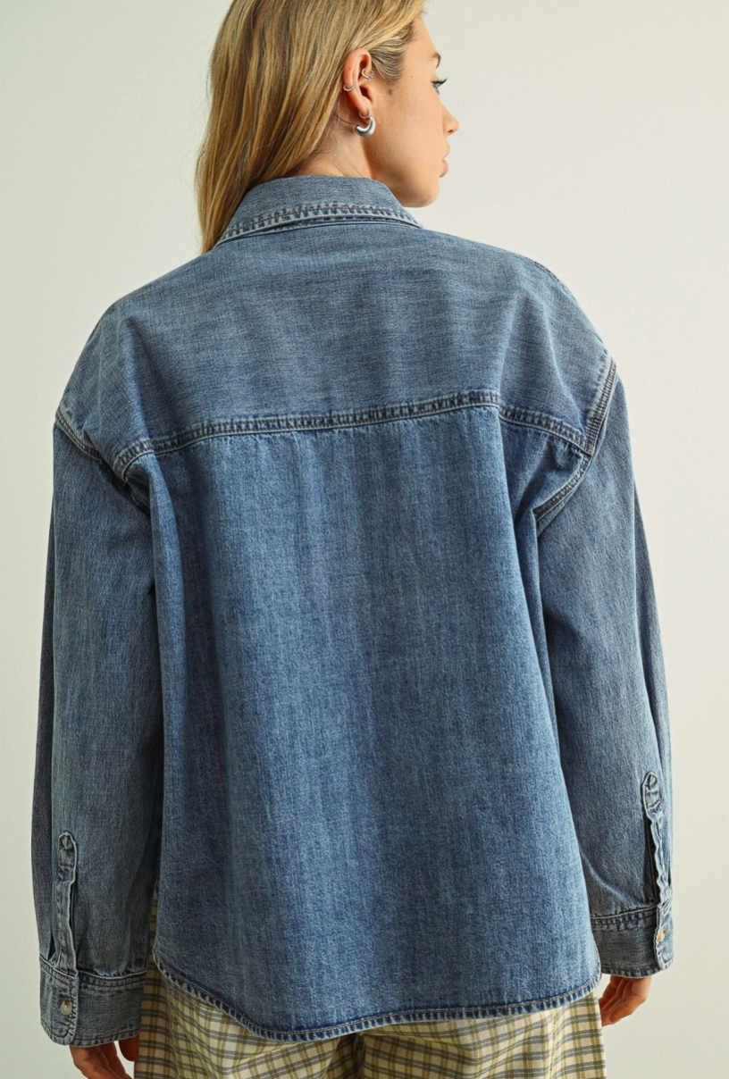 Washed Denim Button Down
