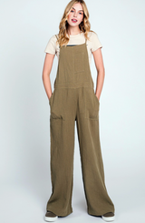 Olive Cotton Washed Overall