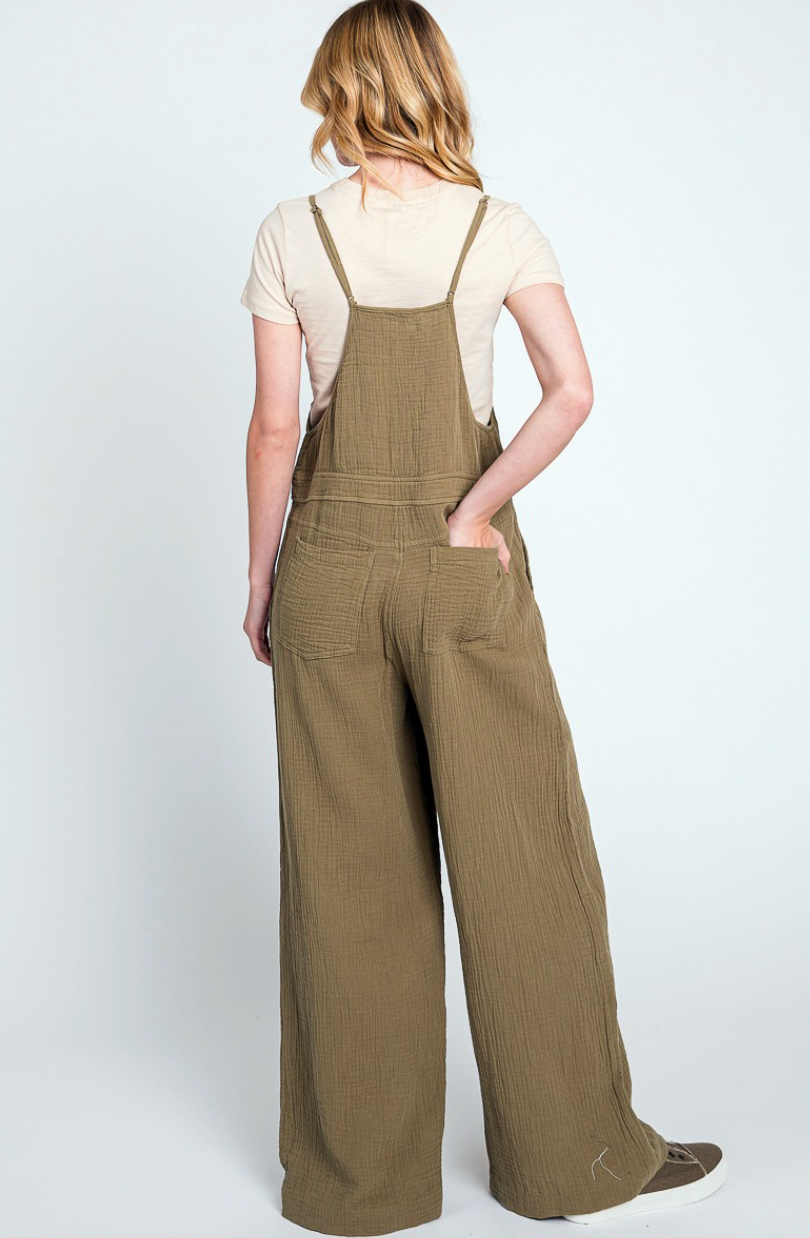Olive Cotton Washed Overall