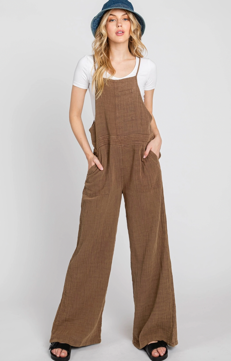 Washed Cotton Overall: Brown