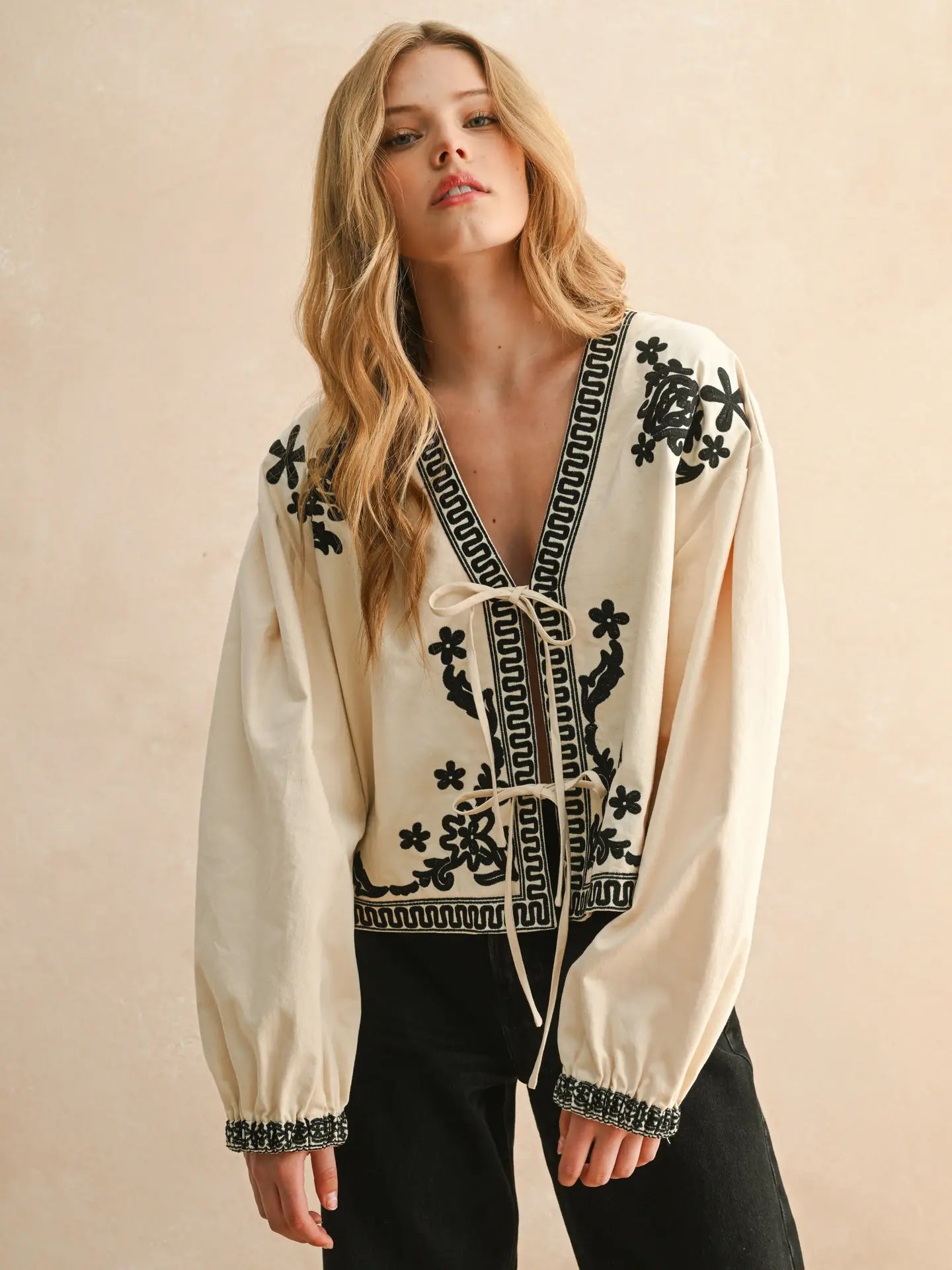 Floral Detail Tie Jacket