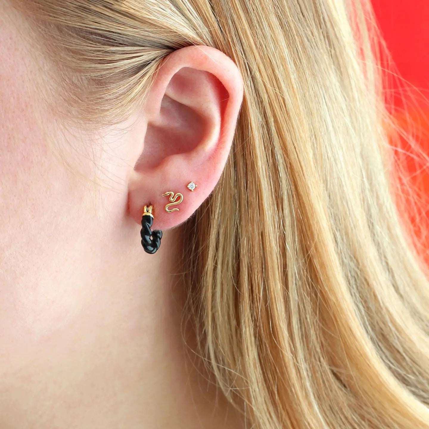 Gold Snake Stud Earrings
